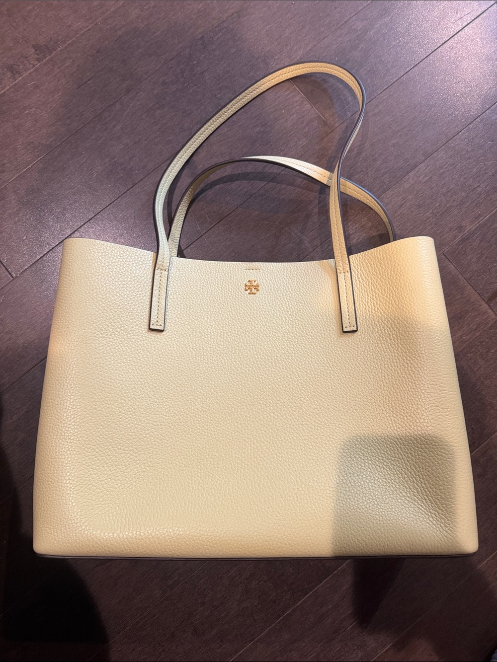 Tory Burch Pale Yellow Pebbled Leather Tote